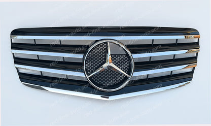 Facelift Mercedes W211 E-Class Saloon S211 Estate AMG Sport Black Grille with Star, Chrome Blade
