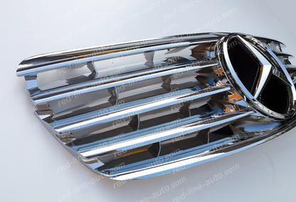 Pre-facelift Mercedes W211 E-Class Saloon S211 Estate AMG Sport Grille with Star, Full Chrome