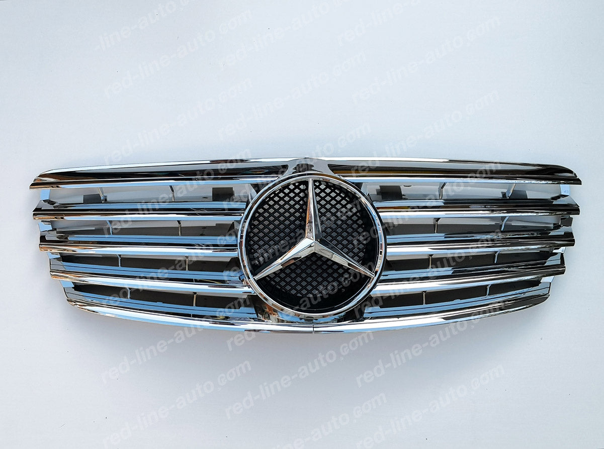 Pre-facelift Mercedes W211 E-Class Saloon S211 Estate AMG Sport Grille with Star, Full Chrome