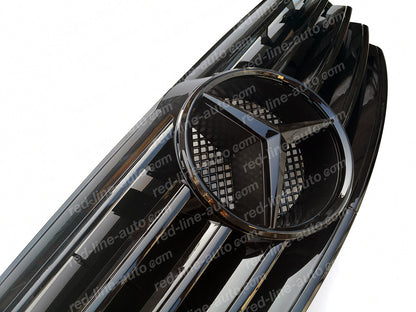 Pre-facelift Mercedes W211 E-Class Saloon S211 Estate AMG Sport Grille with Star, Full Gloss Black