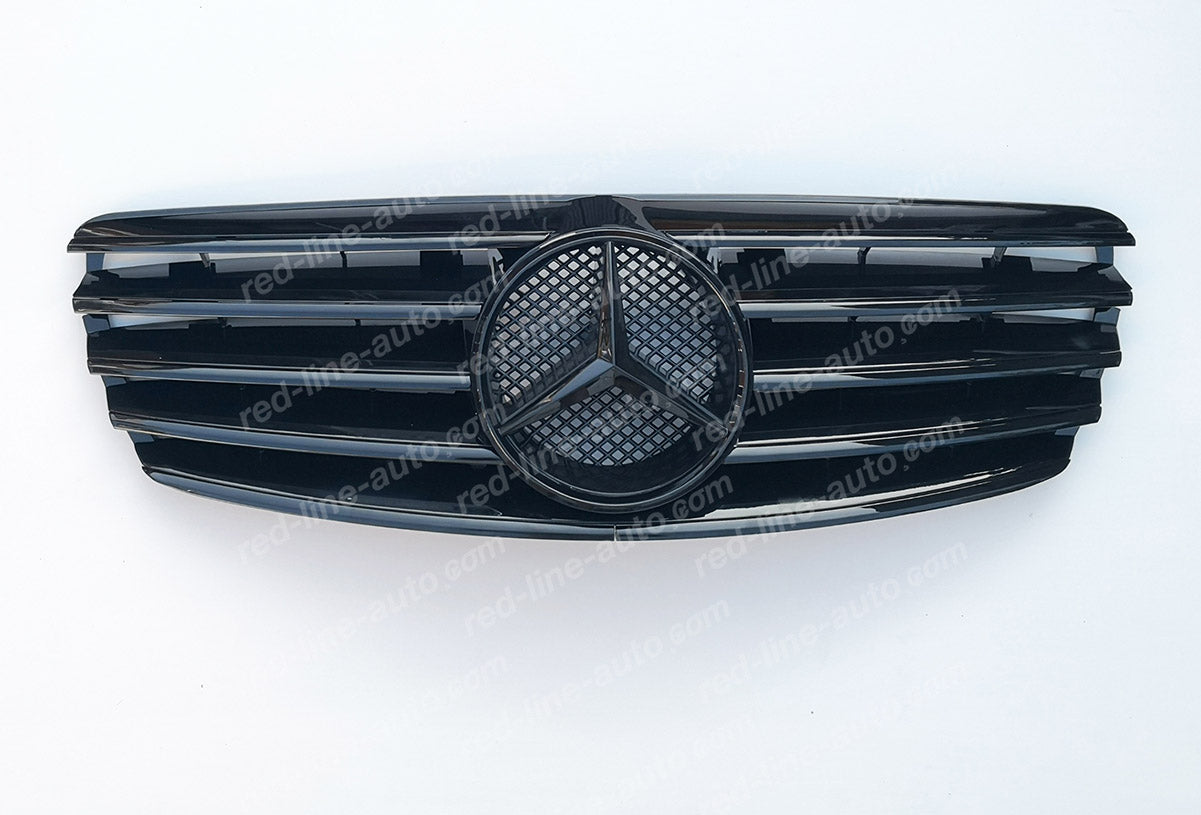 Pre-facelift Mercedes W211 E-Class Saloon S211 Estate AMG Sport Grille with Star, Full Gloss Black