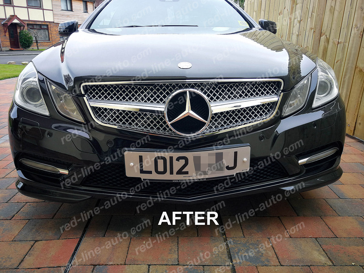 Pre-facelift Mercedes W207 E-Class Coupe C207 Convertible A207 Iridium Silver AMG Grille, Chrome Single-bar