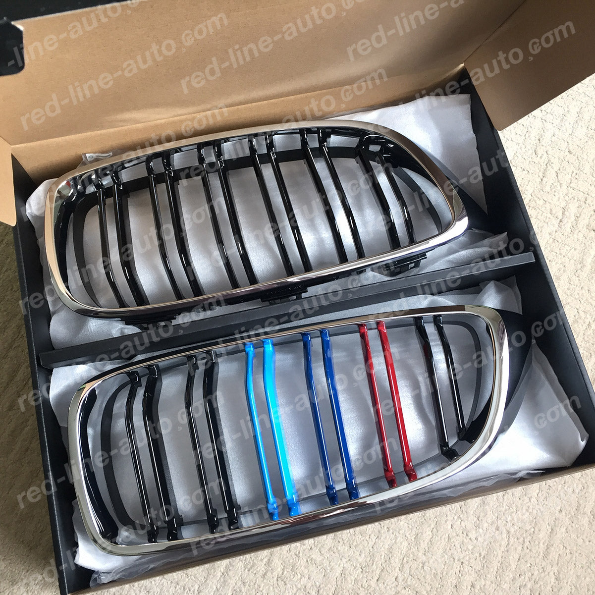 BMW F80 M3 Saloon F82 M4 Coupe F83 Convertible Twin-slat Front Grille, Black With M-Power Tri-Colour Chrome Rim