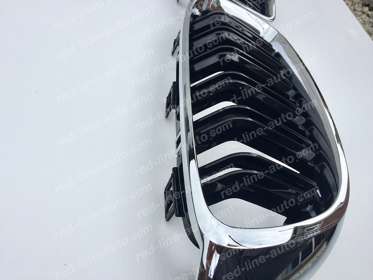 BMW F80 M3 Saloon F82 M4 Coupe F83 Convertible M-Power Front Grille, Black Twin-Bar with Chrome Surround