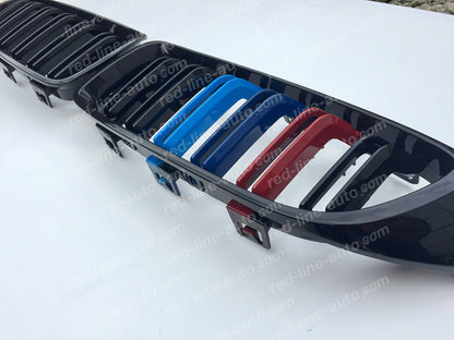 BMW F80 M3 Saloon F82 M4 Coupe F83 Convertible Dual-slat Front Grille, Black With M-Power Tri-Colours