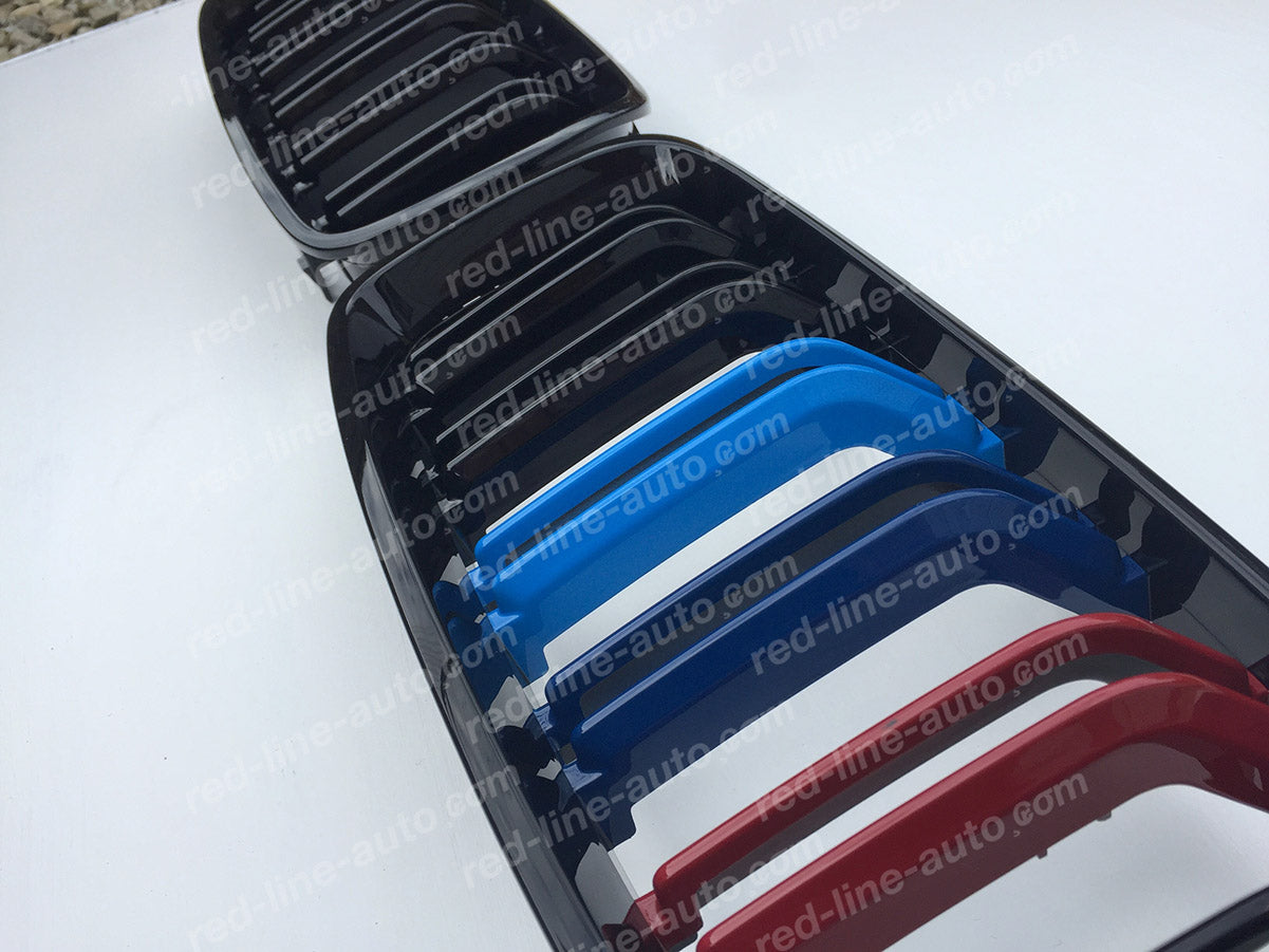 BMW F80 M3 Saloon F82 M4 Coupe F83 Convertible Dual-slat Front Grille, Black With M-Power Tri-Colours