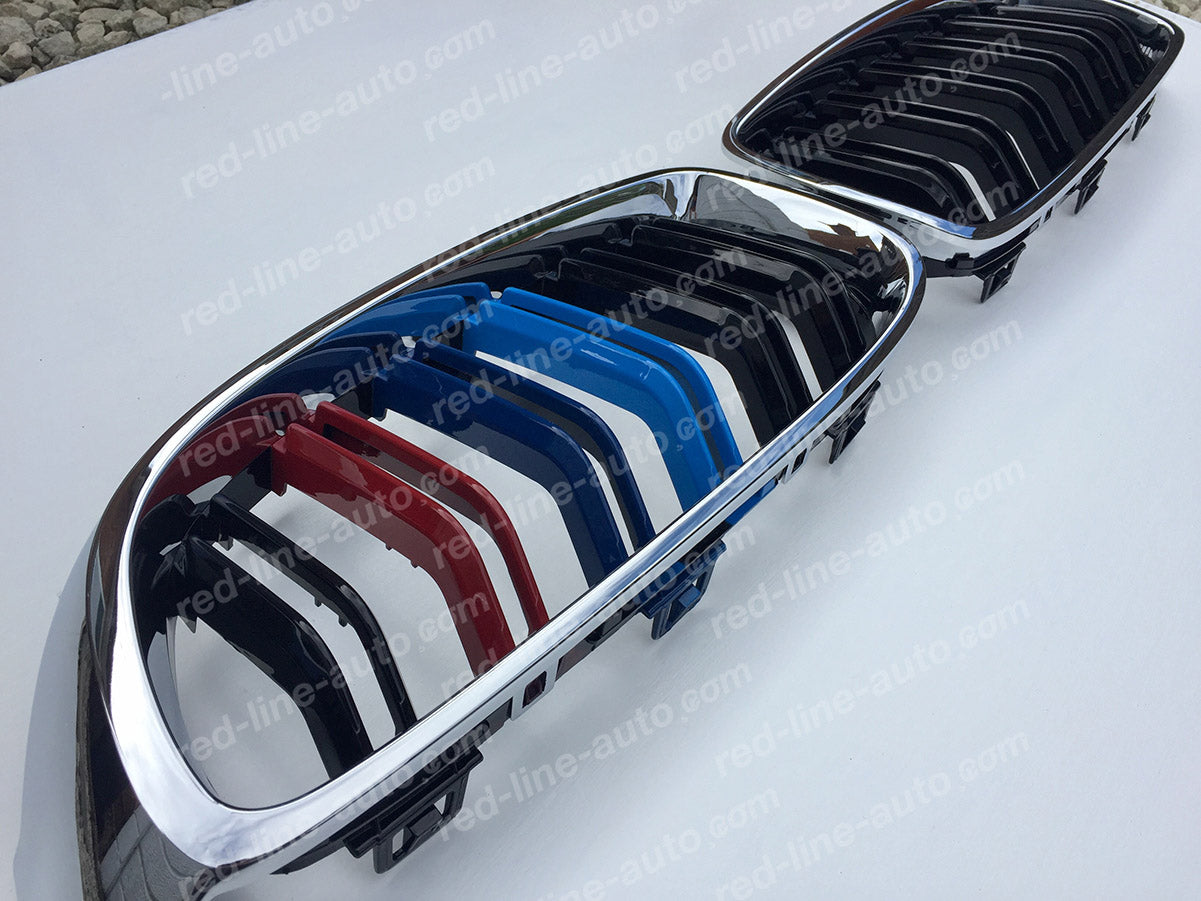 BMW F80 M3 Saloon F82 M4 Coupe F83 Convertible Twin-slat Front Grille, Black With M-Power Tri-Colour Chrome Rim