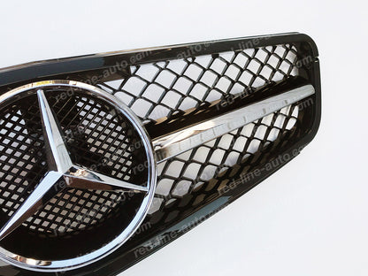 Mercedes W204 C-Class Saloon S204 Estate A204 Coupe Black AMG Grille, Chrome Single-Bar