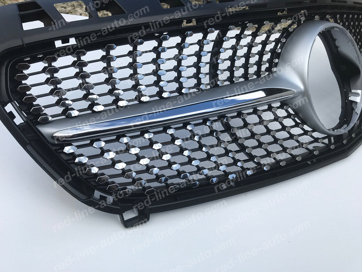 Pre-facelift Mercedes W176 A-Class Hatchback AMG A45 Diamond Front Grille, Iridium Silver