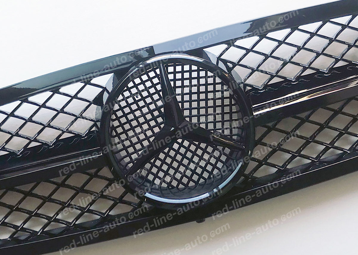 Mercedes W203 C-Class Saloon S203 Estate AMG C55 Single-bar Front Grille, Full Gloss Black