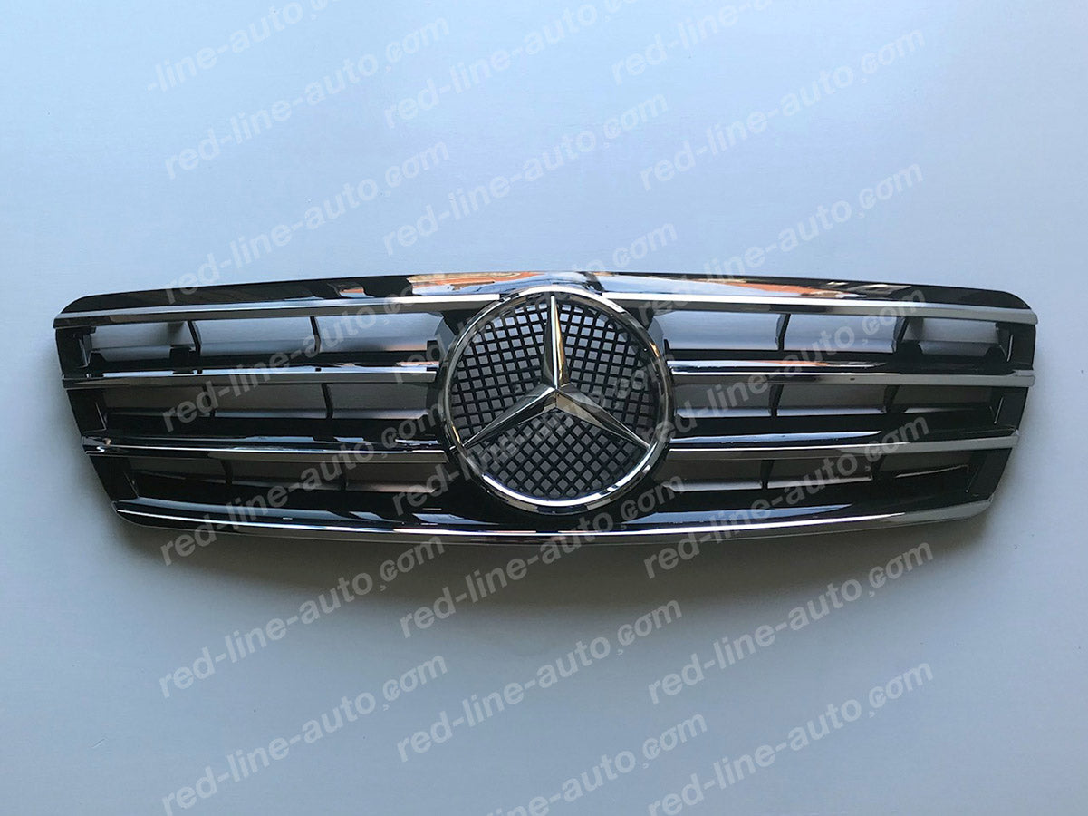 Mercedes W203 C-Class Saloon S203 Estate AMG Sport Black Grille with Star, Chrome Blades