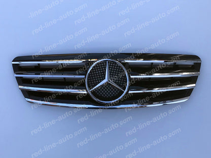 Mercedes W203 C-Class Saloon S203 Estate AMG Sport Black Grille with Star, Chrome Blades