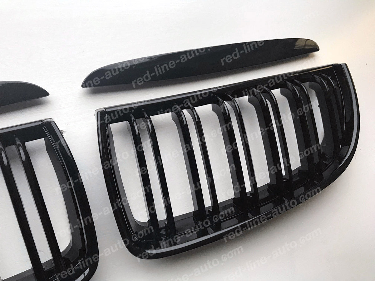 Pre-facelift BMW 3 Series E90 Saloon E91 Estate M-Performance Grille, Gloss Black Double-Bar