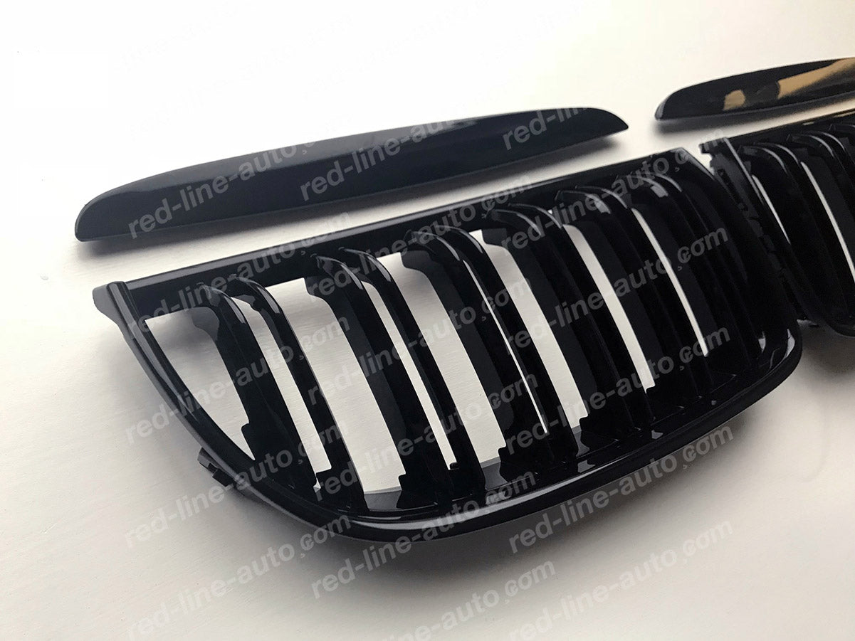 Pre-facelift BMW 3 Series E90 Saloon E91 Estate M-Performance Grille, Gloss Black Double-Bar