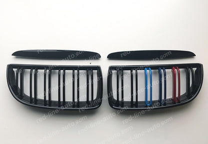 Pre-facelift BMW 3 Series E90 Saloon E91 Estate Dual-slat Grille, Black With M-Power Tri-Colour