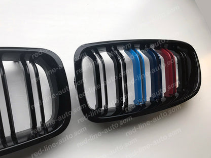 BMW 3 Series F30 Saloon F31 Estate Double-Bar Grille, Black With M-Power Tri-Colours