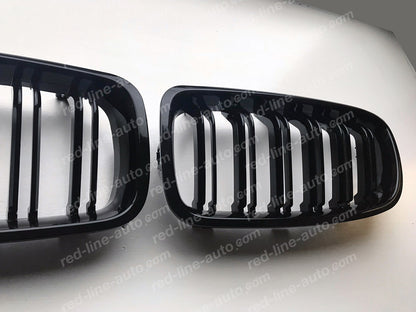 BMW 3 Series F30 Saloon F31 Estate M-Performance Front Grille, Full Gloss Black Dual-slat