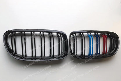 Facelift BMW 3 Series E90 Saloon E91 Estate Dual-Slat Grille, Black With M-Power Tri-Colours