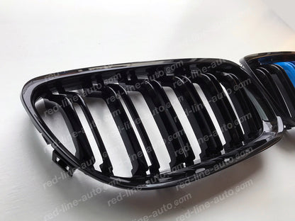 Facelift BMW 3 Series E90 Saloon E91 Estate Dual-Slat Grille, Black With M-Power Tri-Colours