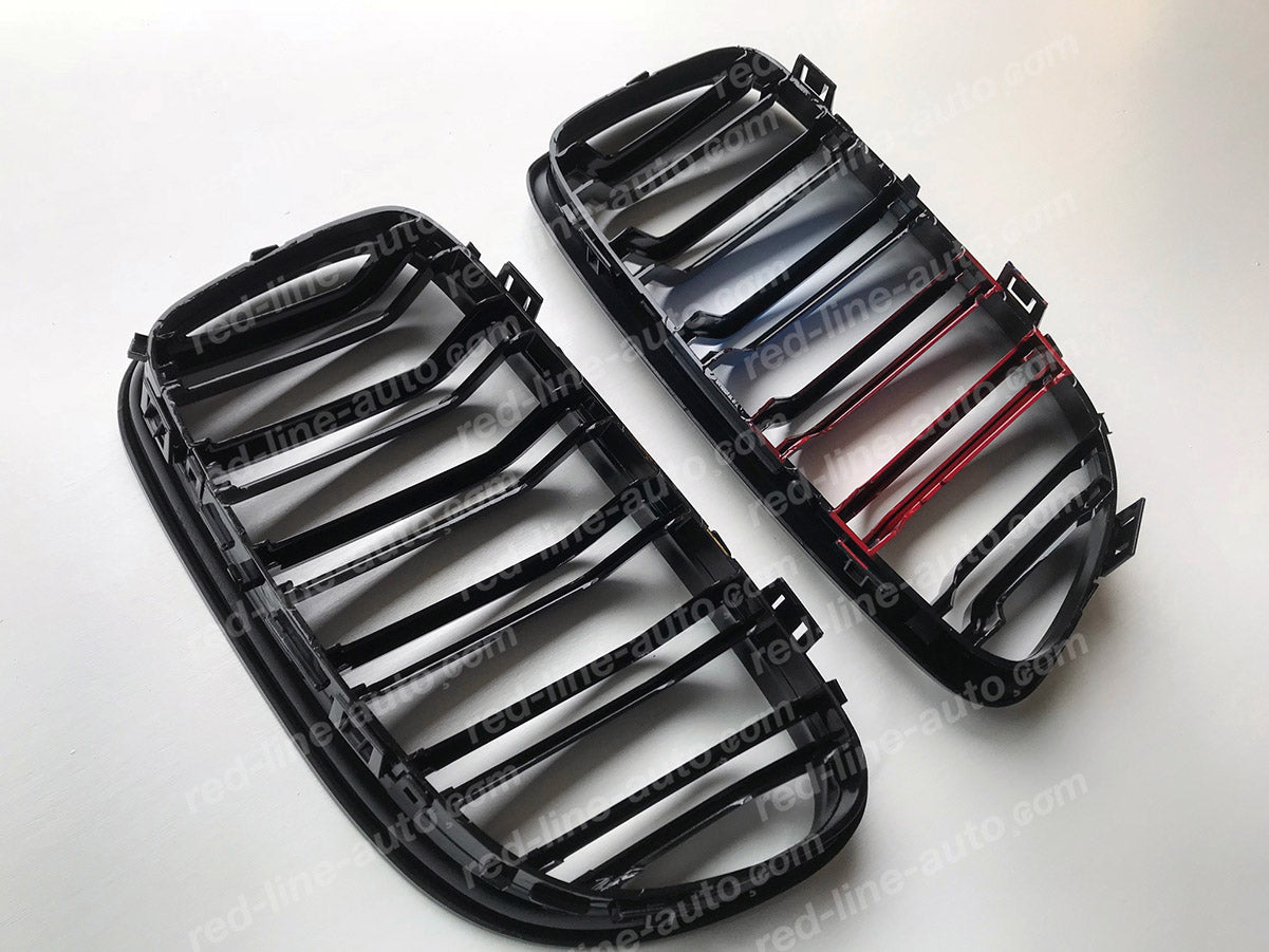 Facelift BMW 3 Series E90 Saloon E91 Estate Dual-Slat Grille, Black With M-Power Tri-Colours