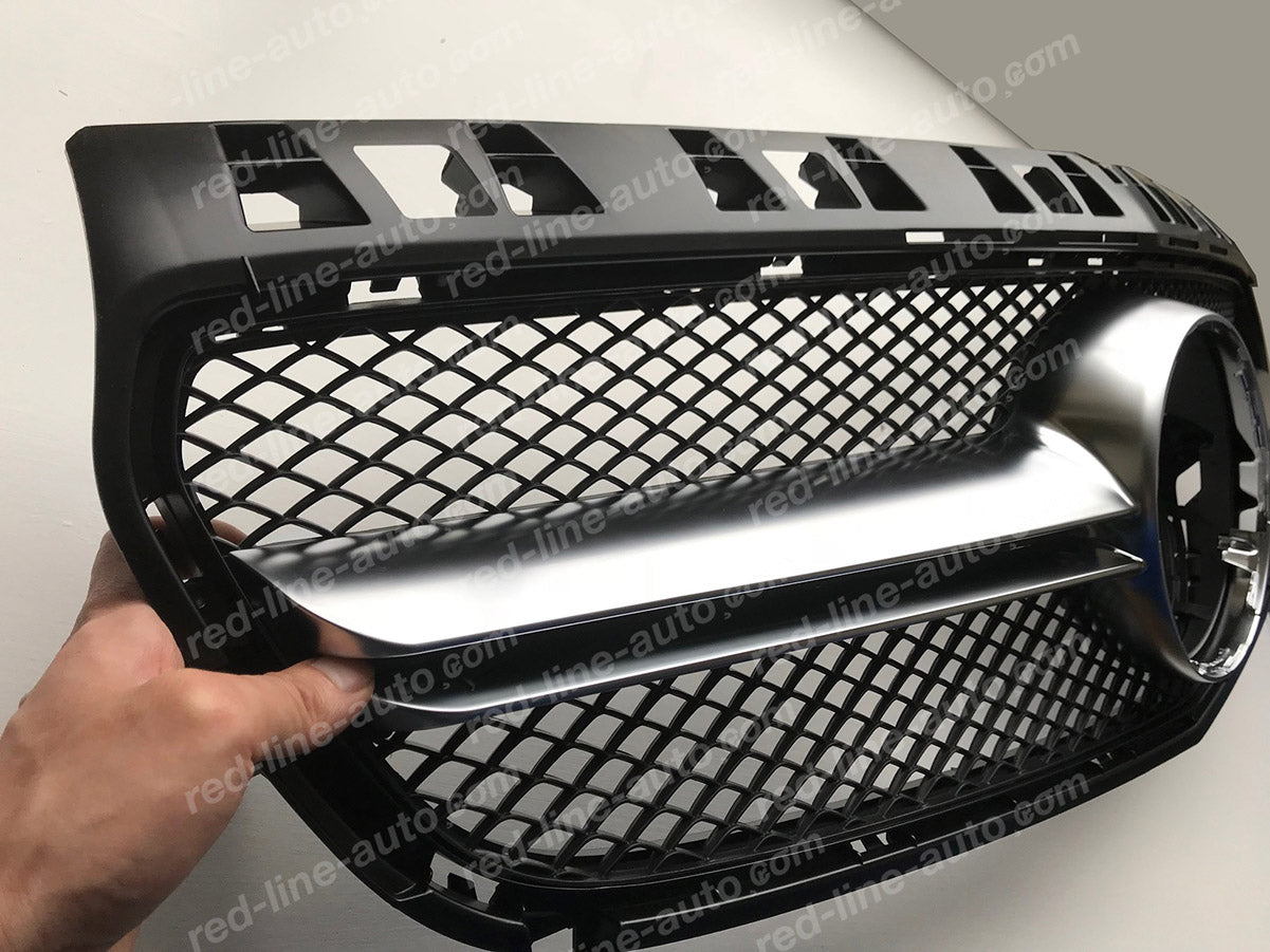 Pre-facelift Mercedes W176 A-Class Hatchback AMG A45 Grille, Matte Chrome Single-bar