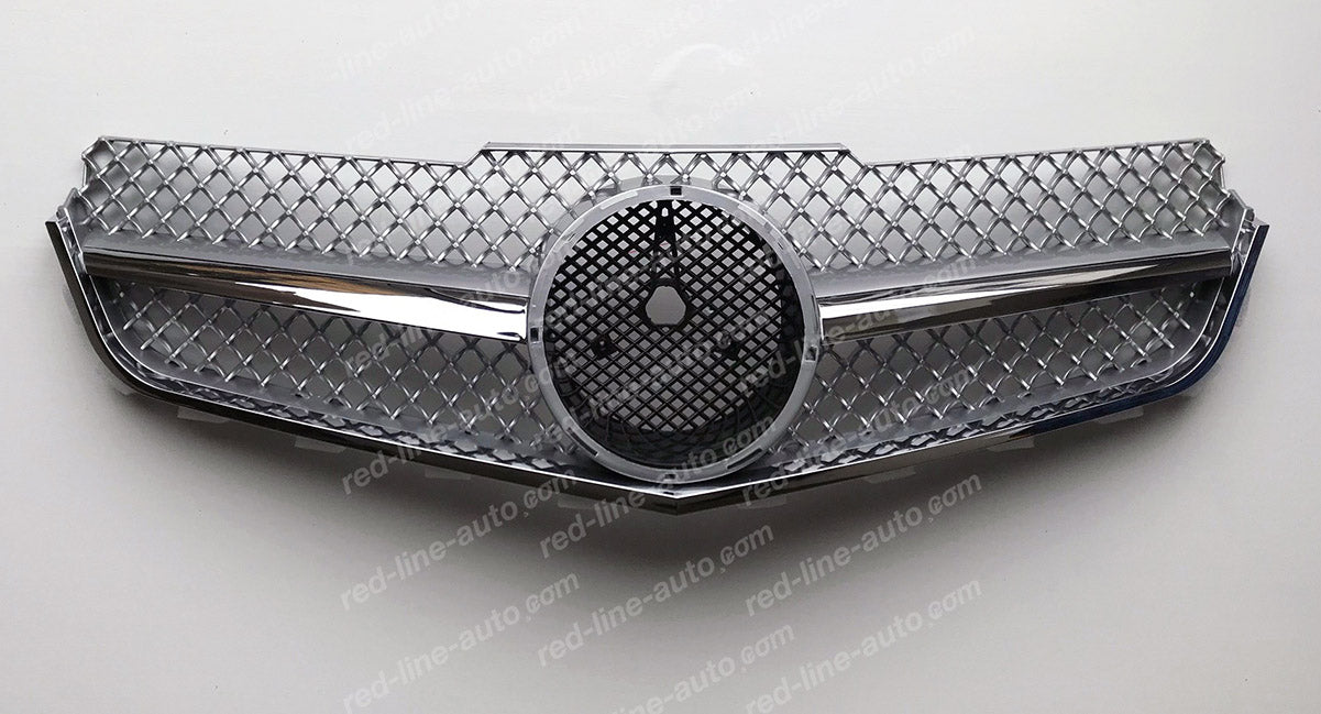 Pre-facelift Mercedes W207 E-Class Coupe C207 Convertible A207 Iridium Silver AMG Grille, Chrome Single-bar