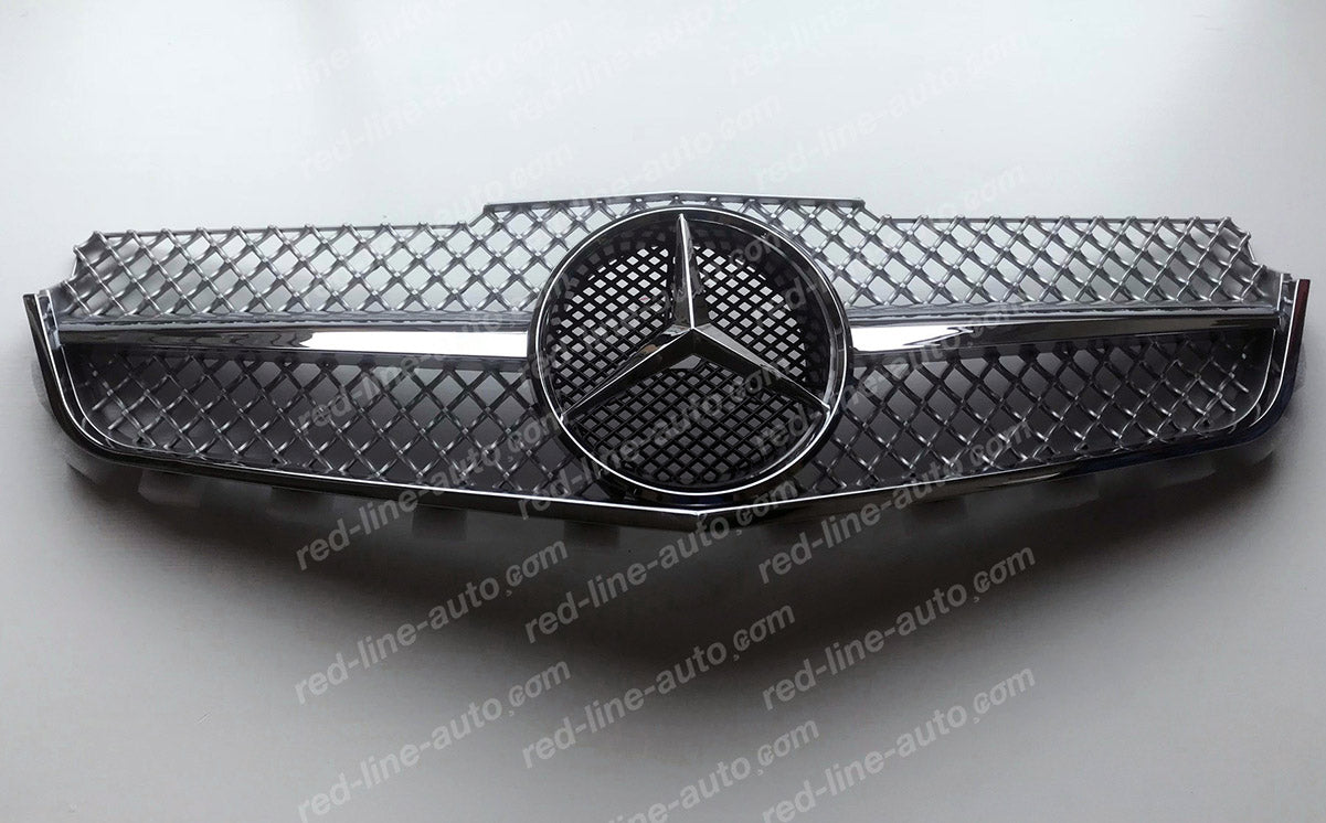 Pre-facelift Mercedes W207 E-Class Coupe C207 Convertible A207 Iridium Silver AMG Grille, Chrome Single-bar