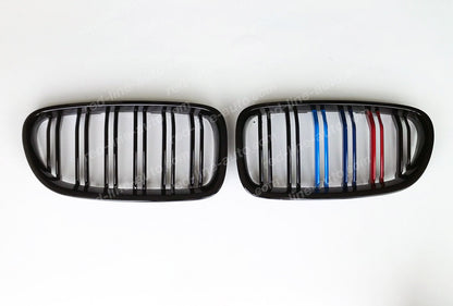 BMW 5 Series F10 Saloon F11 Estate Double-bar Grille, Black with M-Power Tri-Colours