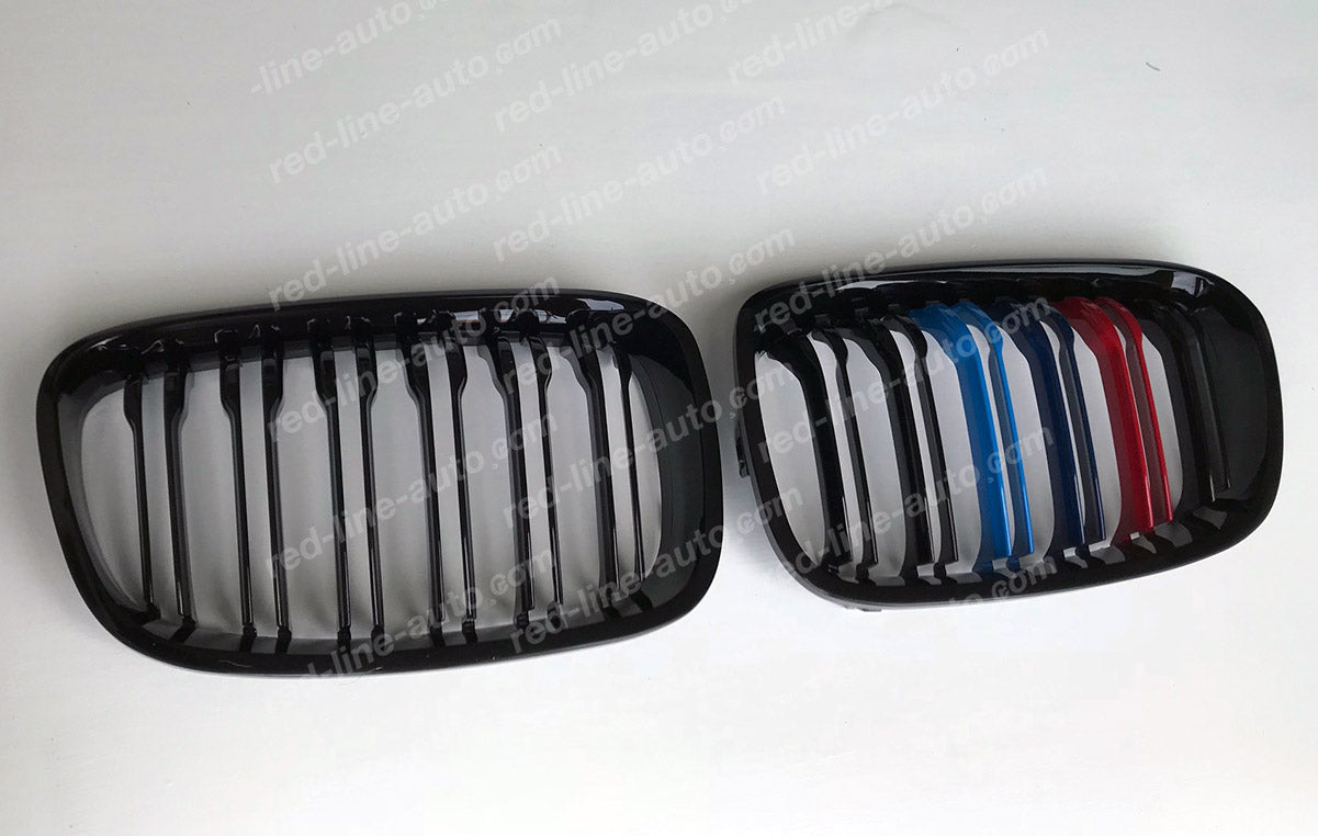 Pre-facelift BMW 1 Series F20 F21 Hatchback Twin-Slat M135i Grille, Black With M-Power Tri-Colours