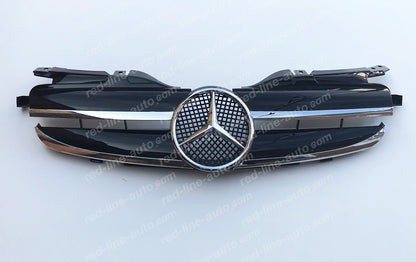 Mercedes R170 SLK Roadster AMG Front Grille, Gloss Black with Chrome Single-fin