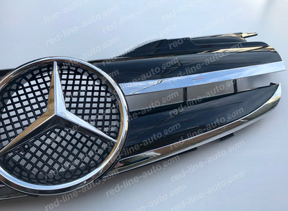 Mercedes R170 SLK Roadster AMG Front Grille, Gloss Black with Chrome Single-fin