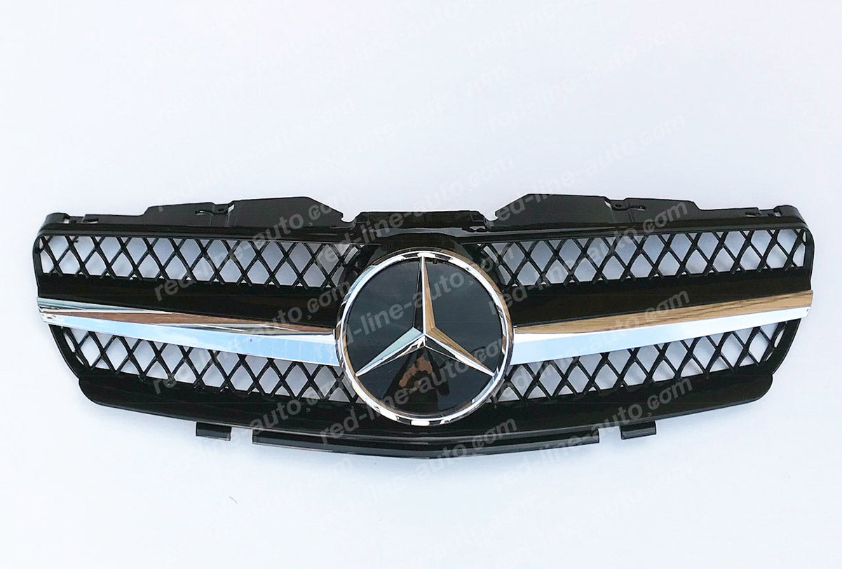 Pre-Facelift Mercedes R230 SL-Class Roadster AMG Grille, Black with Chrome Singe-fin