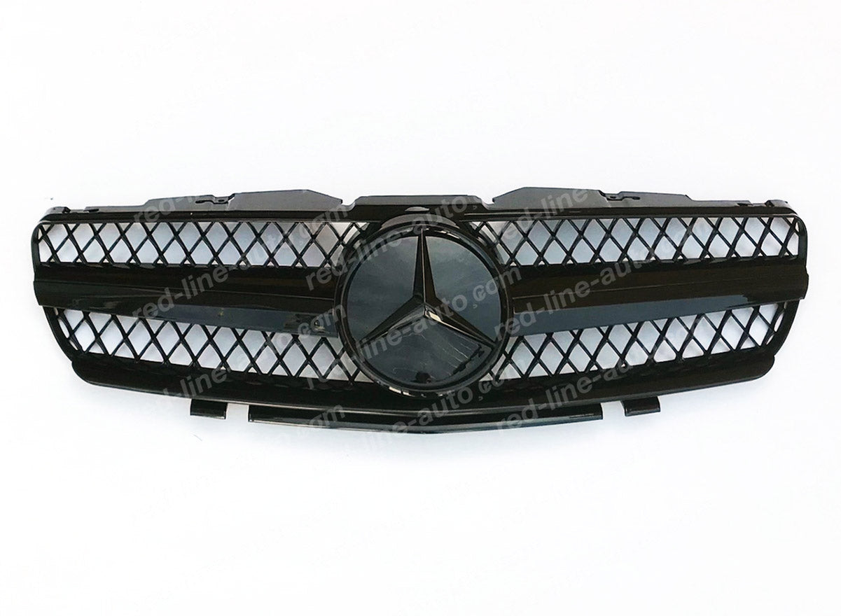 Pre-Facelift Mercedes R230 SL-Class Roadster AMG Grille, Full Gloss Black Singe-fin