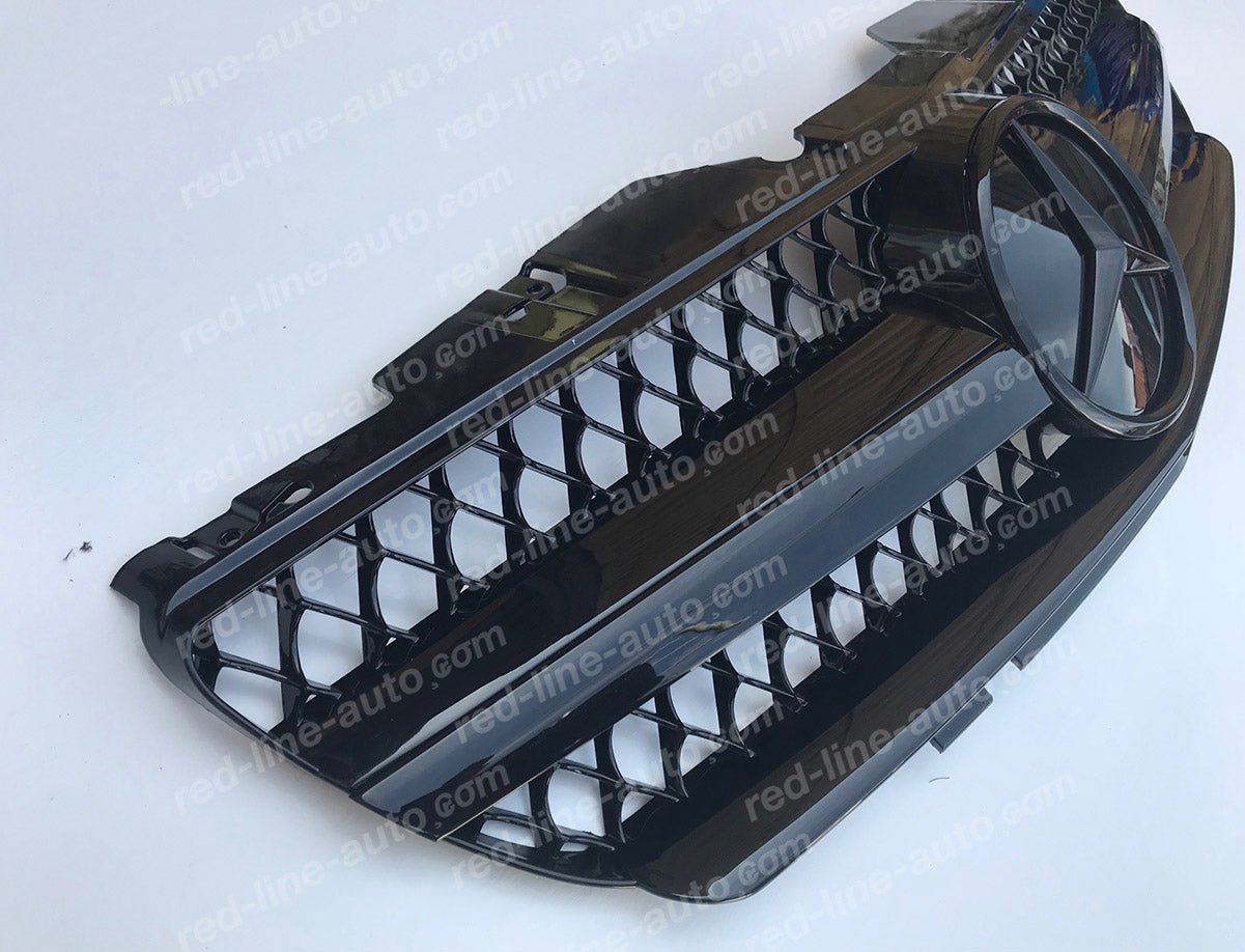 Pre-Facelift Mercedes R230 SL-Class Roadster AMG Grille, Full Gloss Black Singe-fin