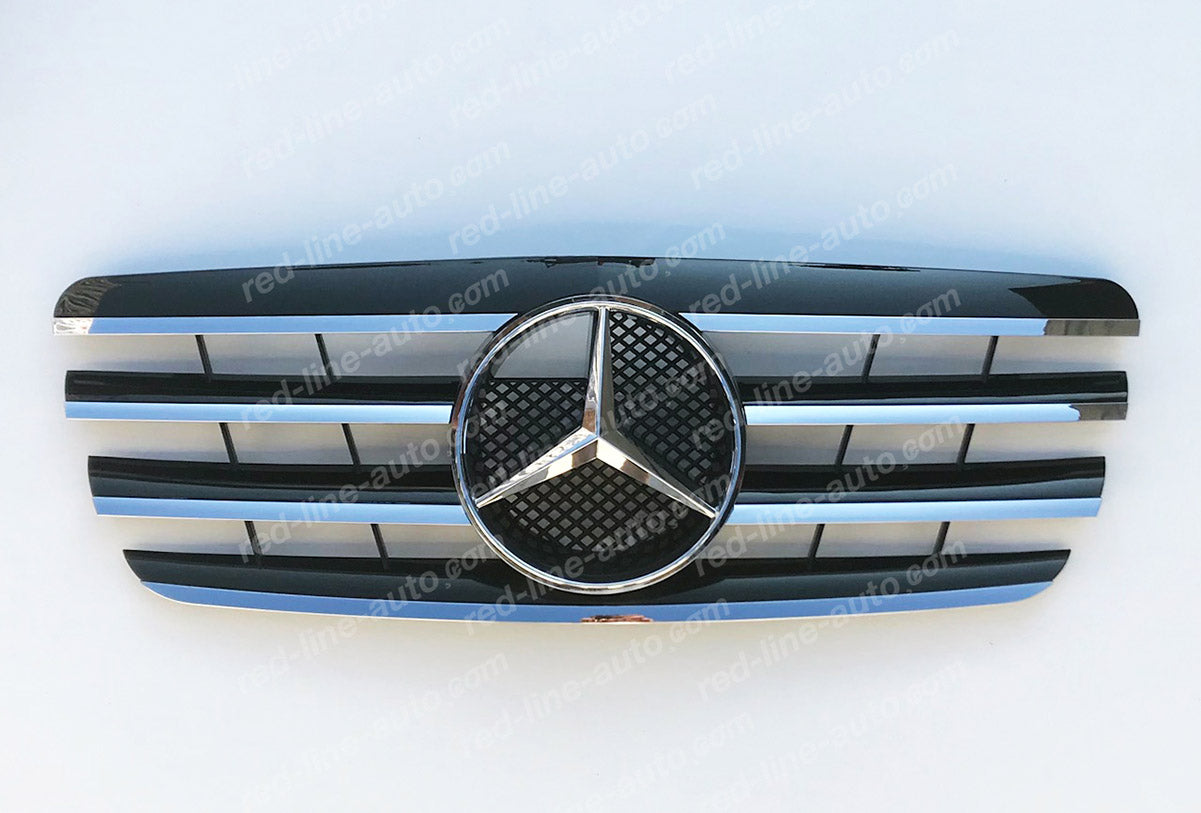 Facelift Mercedes W210 E-Class Saloon S210 Estate AMG Sport Black Grille with Star, Chrome Blades