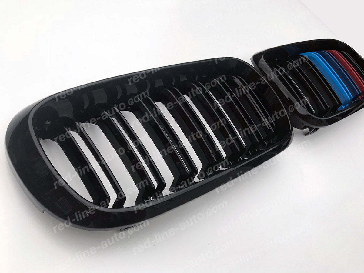 BMW F15 X5 SUV F16 X6 Coupe M-Performance front Grille, Black Twin-Bar With Tri-Colour