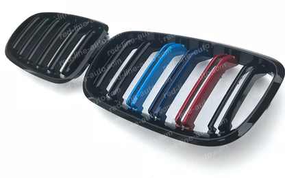 BMW E70 X5 SUV E71 X6 Coupe Twin-Bar Grille, Gloss Black with M-Power Tri-Colours