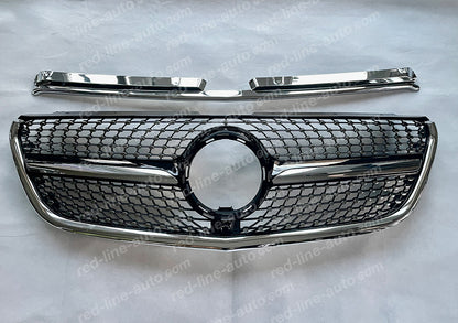 Pre-Facelift Mercedes W447 VITO AMG Black Sport Front Grille, Chrome Diamond