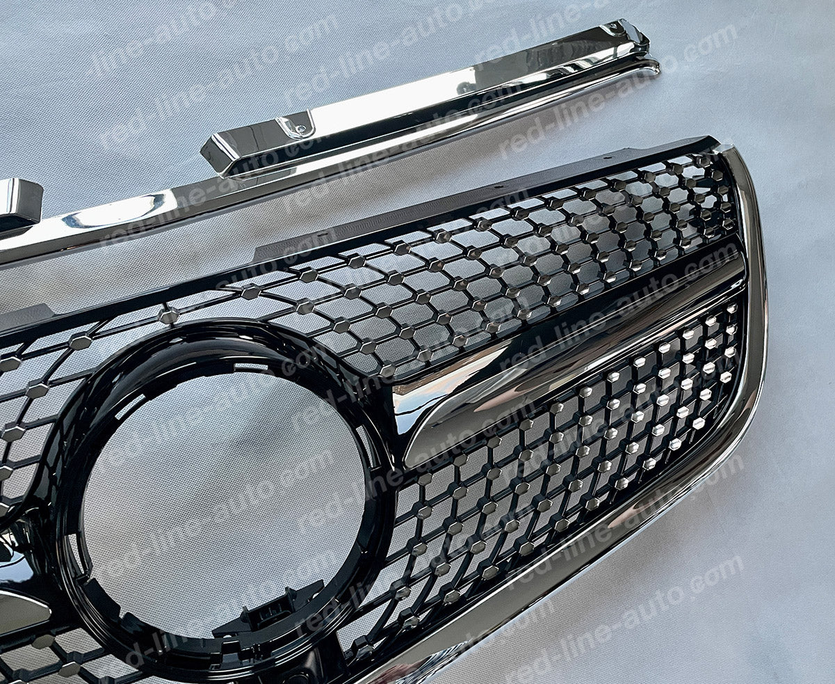 Pre-Facelift Mercedes W447 VITO AMG Black Sport Front Grille, Chrome Diamond