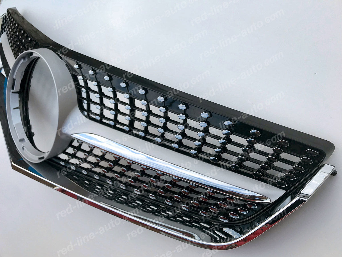 Pre-facelift Mercedes W207 E-Class Coupe C207 Convertible A207 AMG Diamond Front Grille, Iridium Silver