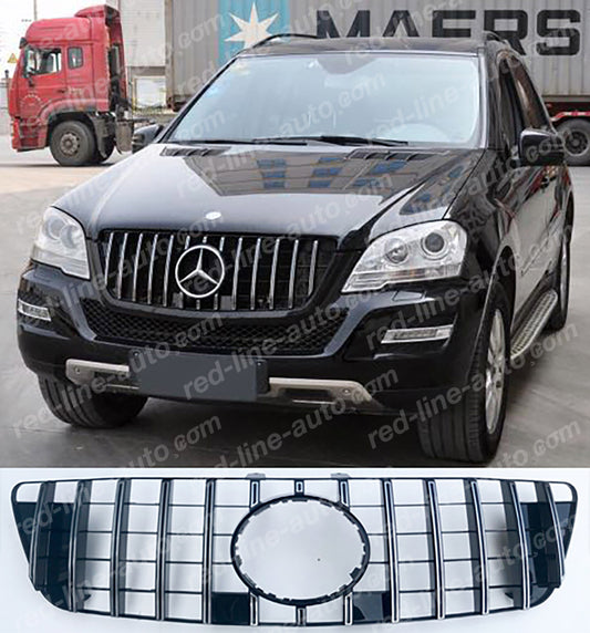 Facelift Mercedes W164 M-Class ML SUV AMG ML63 GT Grille, Black with Chrome Panamericana