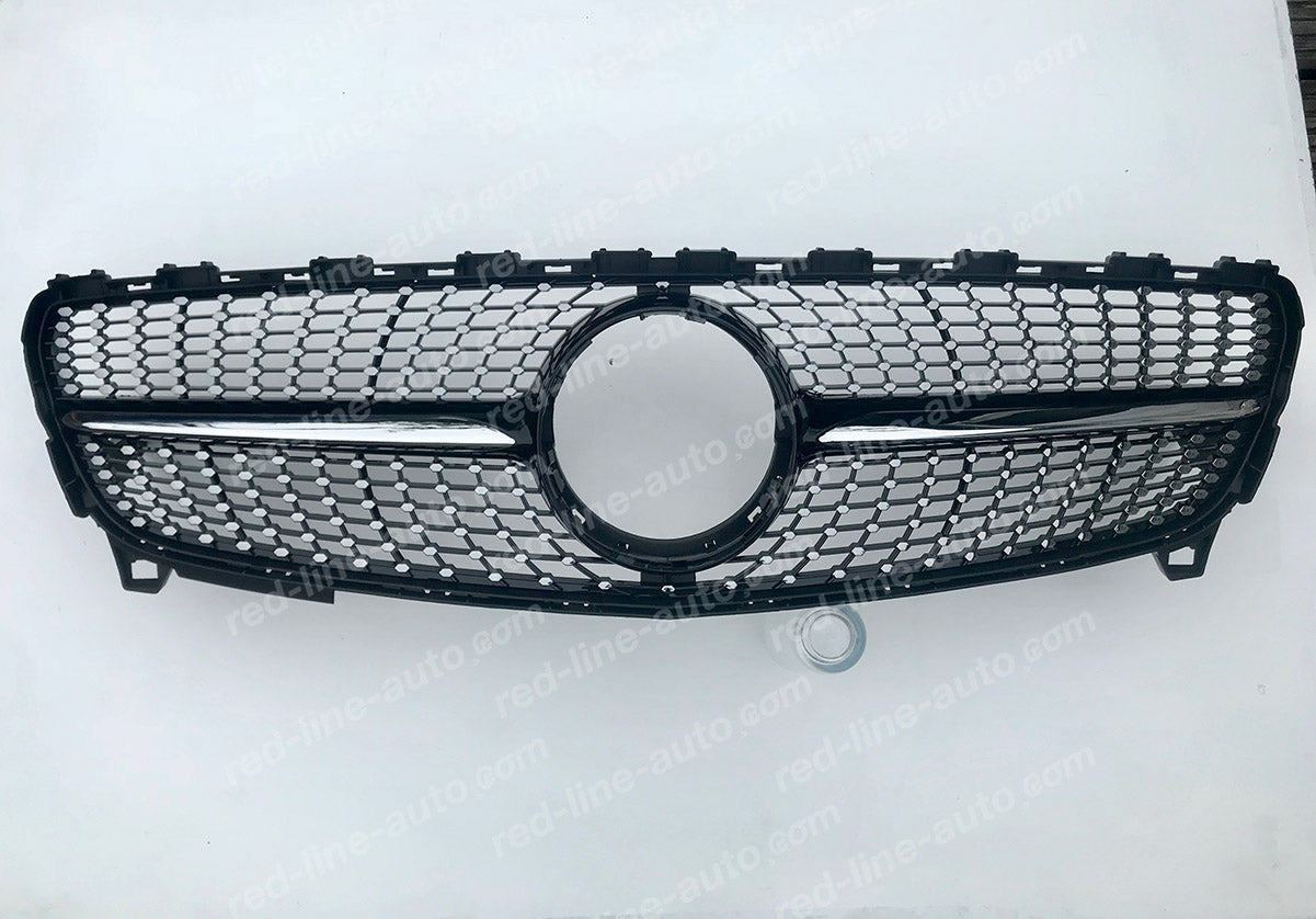 Facelift Mercedes W176 A-Class Hatchback AMG Black A45 Front Grille, Chrome Diamond