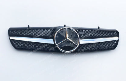 Mercedes W215 CL-Class C215 Coupe Black AMG Front Grille with STAR, Chrome Single-fin