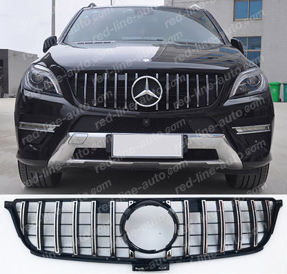 Mercedes W166 M-Class SUV AMG ML 63 GT Front Grille, Black with Chrome Panamericana