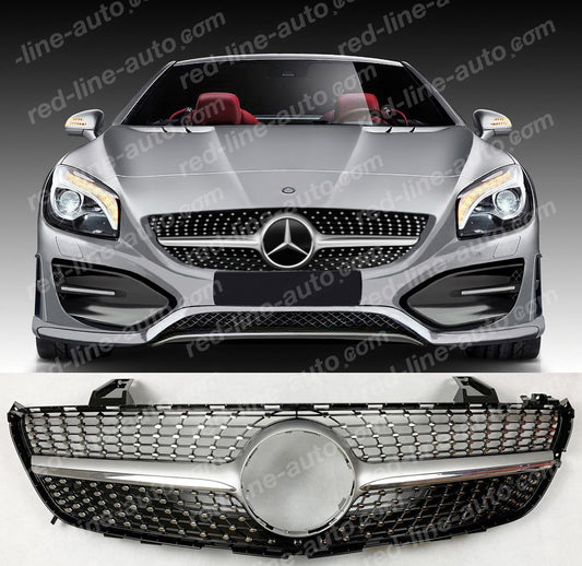 Pre-facelift Mercedes R231 SL-Class Roadster AMG Iridium Silver Grille, Chrome Diamond