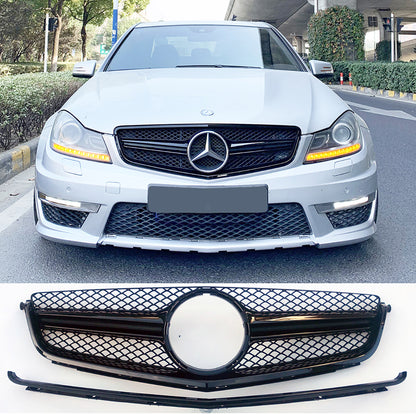 Facelift AMG C63 S W204 Saloon A204 Coupe S204 Estate Single-bar Grille, Gloss Black