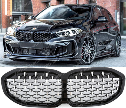 BMW 1 Series F40 Hatchback M-Performance Black Front Grille, Chrome Diamond