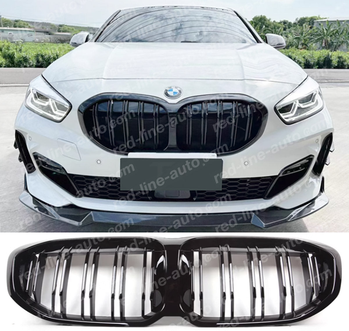 BMW 1 Series F40 Hatchback M-Power Front Grille, Full Gloss Black Double-Slat