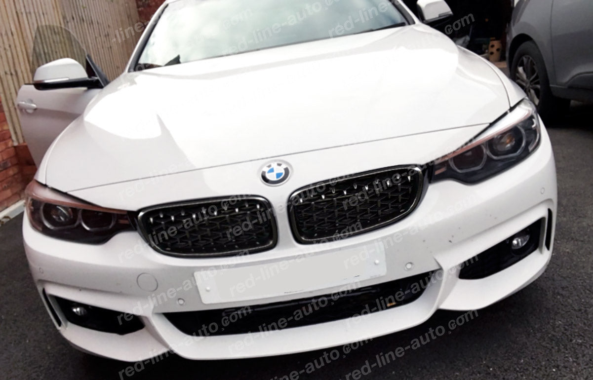 BMW 3 Series F30 Saloon F31 Estate M-Performance Diamond Front Grille, Full Gloss Black