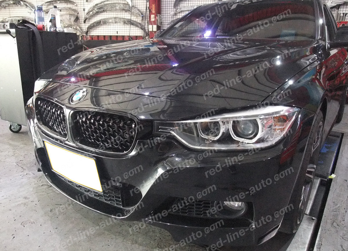 BMW 3 Series F30 Saloon F31 Estate M-Performance Diamond Front Grille, Full Gloss Black